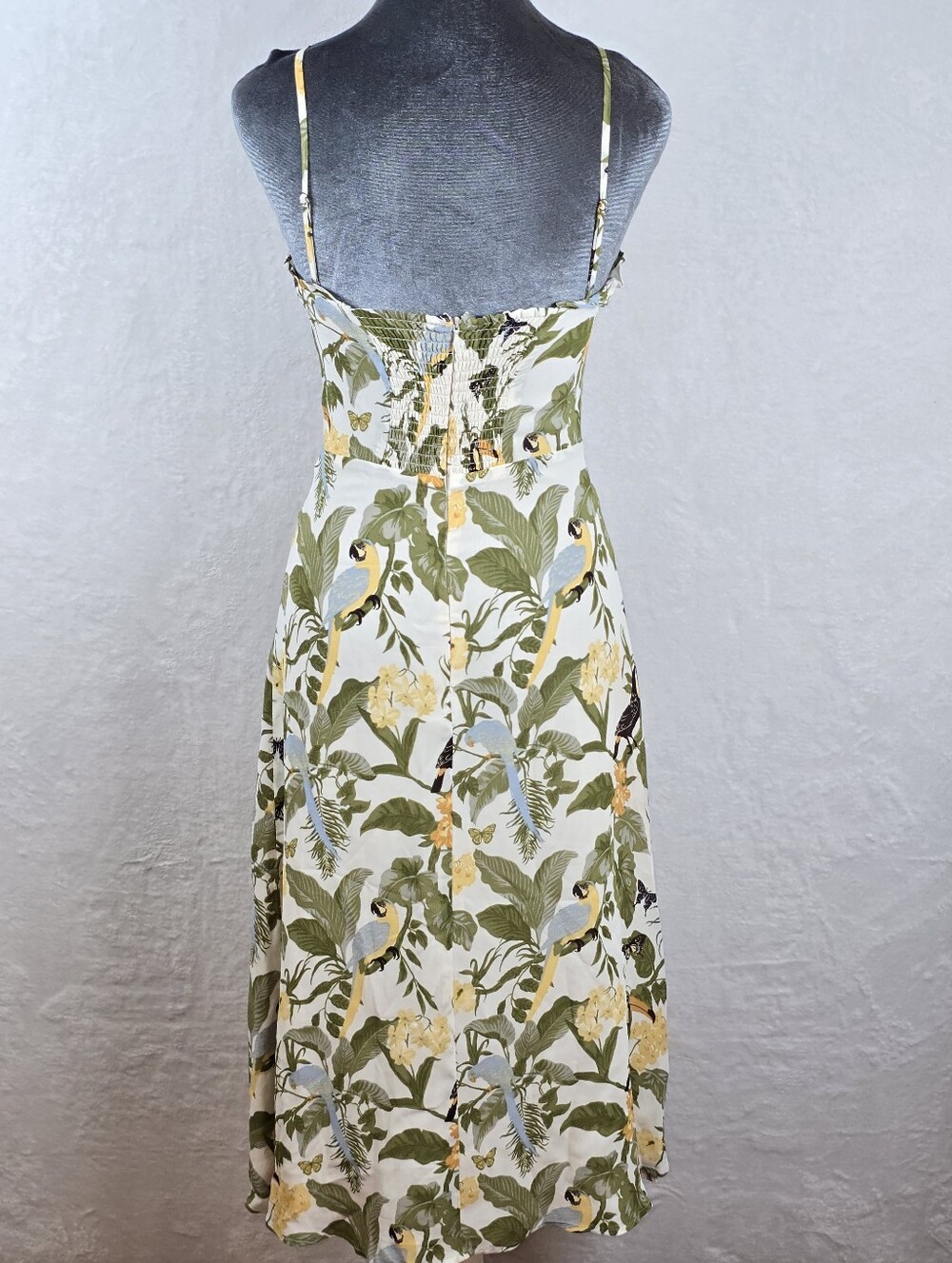 Reformation Cassandra Midi Dress In Tropics Print Sz.0 Slit Adjustable Straps - Picture 6 of 16